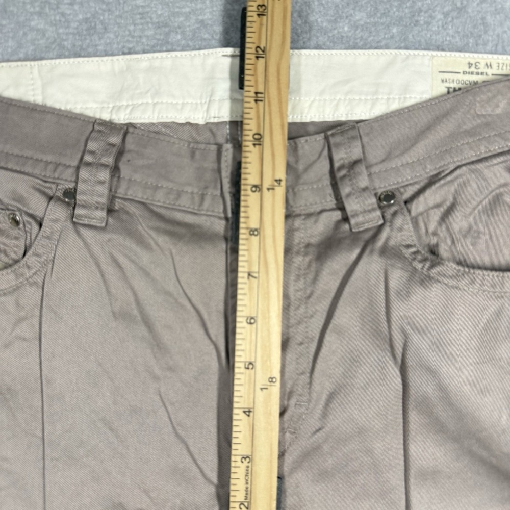 Diesel Thavar-A Chino Trousers Mens 34x29 Beige Slim Fit Stretch Khaki Pants - Picture 10 of 13
